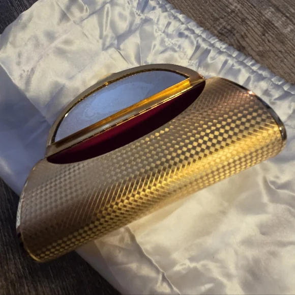 Vintage Mirror Chrystal Gold Elegant Metal Diamond Pattern Clutch Bag